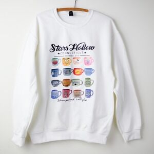 Stars Hollow Gilmore Girls Graphic Print Sweatshirt M Coffee Mugs Cups Luke's